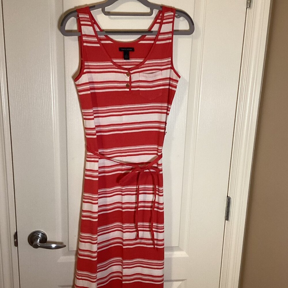 Tommy Hilfiger Women's Maxi Striped Dress Size M Stretchy Sleeveless Vacation